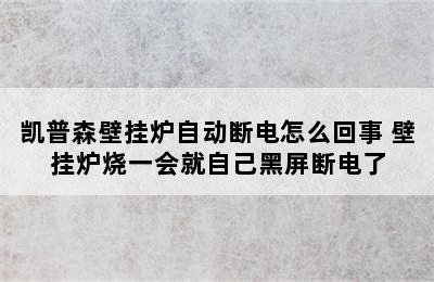 凯普森壁挂炉自动断电怎么回事 壁挂炉烧一会就自己黑屏断电了